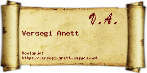 Versegi Anett névjegykártya